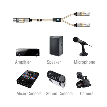 3 Pin XLR female 2 x XLR male Audio Stereo Kabelis, skirtas Stiprintuvas Garsiakalbis Maišytuvas Konsolės Mikrofonas, XLR Y Splitter Subalansuotas Laido
