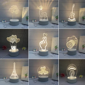 3D LED Lempos Kūrybos Kalėdų dovana Naktį Žibintai Naujovė Iliuzija Nakties Žibintas 3D Iliuzija Stalo Lempa Namų Dekoratyvinės Šviesos