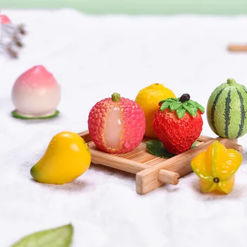 5vnt Modeliavimas Vaisių Figūrėlės Dervos Cabochon Netikras Maistas Miniatiūriniai Pasakų Sodas Ornamentu Micro Kraštovaizdį 
