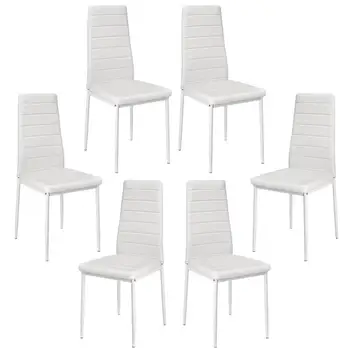 6 Vnt./ Set Moder Paprastumo Valgomojo Kėdės, Valgomojo Kambario, Patogūs Baldai Sintetinės Odos Virtuvės Kėdės Kavos Kėdės HWC