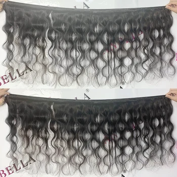 Angelbella Brazilijos Kūno Bangos Plaukai Ryšulių Natūralus Juodas Žmogaus Plaukų Pynimas 4 Ryšulius 26 28 30 32 Remy Hair Extension