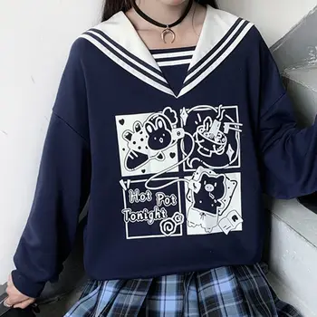 Anime Spausdinti Moterų Hoodie Saldus Kawaii Japonija Harajuku Laisvi Megztiniai Rudenį, Žiemą Storas Šiltas Megztinis Negabaritinių Paaugliams JK Viršų