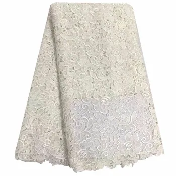 Aukštos kokybės 2018 balta nigerijos vestuvių afrikos nėrinių audiniai/populiariausių guipure laido nėrinių audinio vestuvinė suknelė 13-5