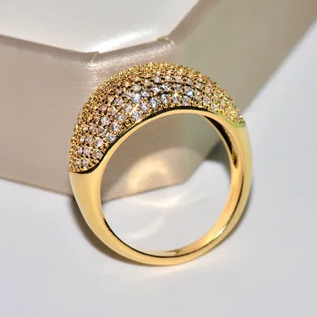 Aukštos Kokybės Rožių Aukso S925 Sterlingas Sidabro Spalvos Didelis CZ Žiedai Bling Žiedai Moterų Vestuvės Vestuvinis Mados Juvelyrika