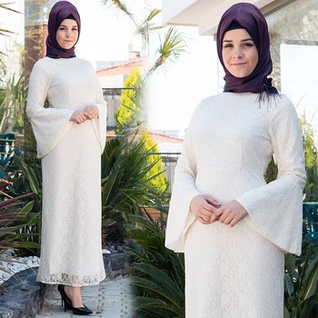 Baltos spalvos Nėriniai, Kuriems Suknelė, Hijab Islamo Moterų Drabužių Naujas Sezonas Žuvų Modelis Pagamintas Turkijoje Aukštos Kokybės