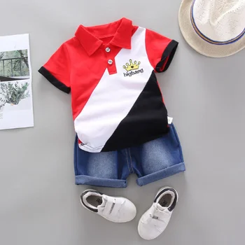 Berniukų drabužiai rinkiniai vasaros kūdikių drabužiai vaikams, vaikams berniukas animaciją krokodilas White T-marškinėliai, šortai bebe mados komplektus