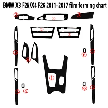 BMW X3 F25 X4 F26 2011-2017 Interjero Centrinis Valdymo Pultas Durų Rankena Anglies Pluošto Lipdukai Lipdukai Automobilio stilius Accessories