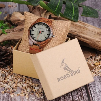 BOBO PAUKŠČIŲ Q05 Vyrų Kvarciniai Laikrodžių Unikalaus Zebrawood ir Dervos Conbined Atveju, Medinis Laikrodis