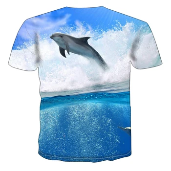Delfinų grafinis T-shirt žvejybos laisvalaikio vyriški marškinėliai 3D atspausdintas viršūnes vasaros marškinėliai vyriški O-kaklo marškinėliai plius dydis streetwear