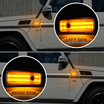 Dinaminis LED Šoniniai Gabaritiniai Indikatorių Kartotuvas Posūkio Signalo Lemputė Mercedes-Benz G-Klasė W463 W461 G500 G550 G55 G63 G65