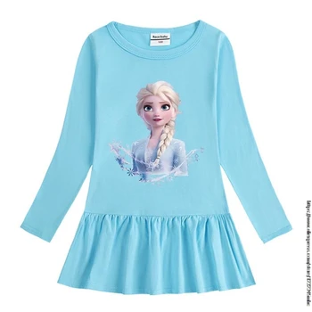 Disney Rudenį Mergina Drabužius ilgomis Rankovėmis Vaikai Suknelė Mergina Užšaldyti Elsa Princesė Dress Vestdios Merginos Žiemos Dress