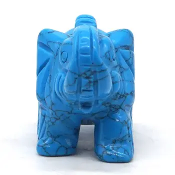 Dramblys Figūrėlės Amatų Raižyti Mėlynas Turkis Mini Gyvūnų Statula Dekoro Chakra Gijimo 2 Colių