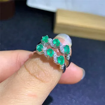 Gamtos smaragdas žiedas 925 sidabro ponios žiedas prabangus atmosferą, ori ir elegantiška