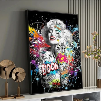 Grafiti Meno Marilyn Monroe Drobės Tapybos Pop Seksualus Portretas, Plakatų ir grafikos Gatvės Sienos paveiksl Cuadros Namų Kambario Dekoro