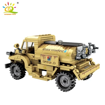 HUIQIBAO 284pcs Karinio Modelio Sunkvežimis Blokai WW2 Armijos Transporto priemonės Kareivis Duomenys Plytų Švietimo Žaislai Vaikams Berniukas