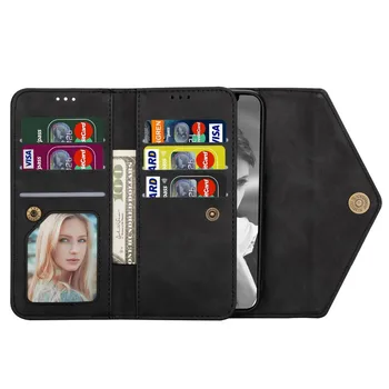 Iphone 12 mini pro 11 xs max xr x 7 8 6 6s plius padengti piniginės kortelė, dirželis diržo paketas, odinis telefono turėtojas krepšys 