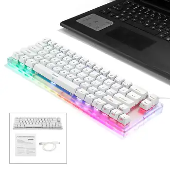 K66 Klavišus Mechaninė Žaidimų Klaviatūra Tyce-C Laidinio Kristalinio Pagrindo RGB Apšvietimu Gateron Jungiklis Mechaninė Klaviatūra KOMPIUTERIUI Laptopo