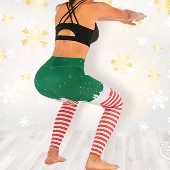 Kalėdų Moterų Antblauzdžiai Seksuali Aukšto Juosmens Liesas Leggins Fitneso Legging Ponios Spausdinti Treniruotės Antblauzdžiai Ruožas Kelnės Kelnės