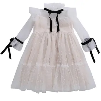 Kūdikių Merginos Princesė tinklelio Suknelė Rudenį Vaikams Vakarų Europos Stilius, Kamuolys Suknelė Vaikų Baltos Suknelės