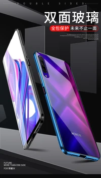 Magnetinės Metalo Telefoną Atveju Huawei Honor 9X Pro atsparus smūgiams Visiškai Padengti Huawei Honor 9X Priekiniai ir Atgal Grūdinto Stiklo Dangtis