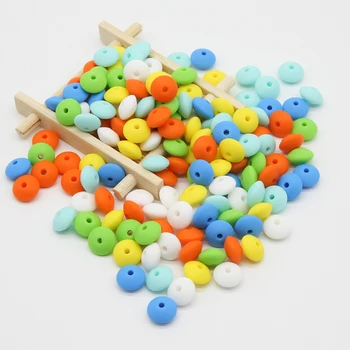 Mielas-idėja 12mm 100vnt BPA Free kūdikių Teethers Kramtyti Žaislus Abacus Silikono Lęšiai karoliukai Kūdikio Žindukas Grandinės Dantų Priežiūros Produktai