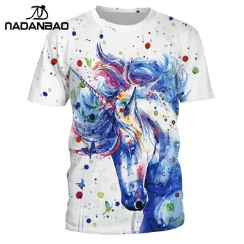 NADANBAO Vasaros Marškinėliai Moterims Vienaragis Debesis 3D Spausdinimo Vaivorykštė Marškinėlius Hiphop Kawaii T-Shirt