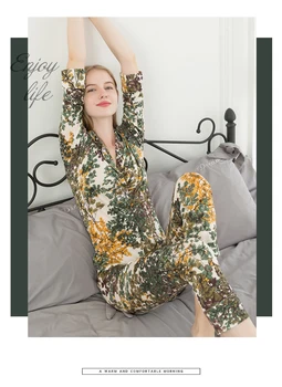 Naujas Moterų Derliaus Realių Mulberry Šilko Pižama Sleepwear Tiktų Namų Drabužių SI0015