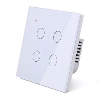 (Nereikia neutrali linija) WIFI Touch Šviesos Sienos Jungiklis, Baltas Stiklas, Mėlyna LED Smart Home Telefono Kontrolė 4 Gauja 2 Būdas Alexa 