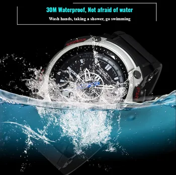 OHSEN Dvejopo laiko mados Vyras Žiūrėti Lauko Sporto Silikoninis Vandeniui Vyrų Laikrodis Chronometras Raudona kariniai Laikrodžiai veikia
