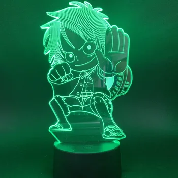 One Piece Anime Luffy Pav 3D LED Nakties Šviesos USB Spalva Keičiasi Stalo Lempa Atmosferos Šviesos Vaikai Miega Dovanos