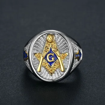 Onlysda Vyrų Freemason Aukso Žiedas, Nerūdijančio Plieno, Masonų Simbolis Žiedai Masonai tamplieriai Papuošalai Dropshipping OSR603