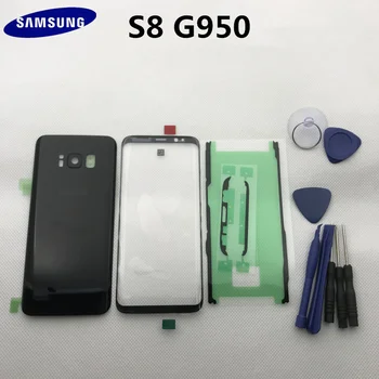 Originalus Samsung Galaxy s8 krašto G950 G950F Pilnas Korpusas Baterijos Dangtelis Galinio Stiklo+priekiniai Touch stiklas, atsarginės Dalys, įrankiai