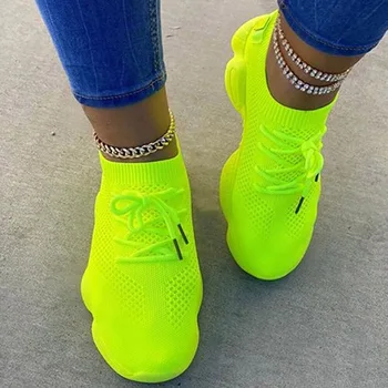 Oro Mesh Moterų Sneaker Kojinės Batai Vasaros Orui Kryžiaus Susieti Platforma, Suapvalinti Tne Atsitiktinis Mados Sporto Nėrinių Iki 2020 M. Moteris Mergina