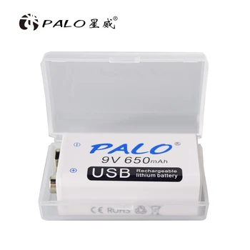 PALO 9V 650mAh Micro USB Įkrovimo baterija (akumuliatorius li-ion 6F22 9v Baterijos ličio už Multimetras Mikrofonas, Nuotolinio Valdymo Žaislas KTV