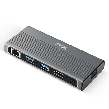 PX USB C 3.1 Hub Prijungimo Stotis Rj45 LAN Adapteris Hdmi su M. 2 NVME NGFF Kietąjį Diską Aptvarą Macbook SSD Atveju Tipo C Hub