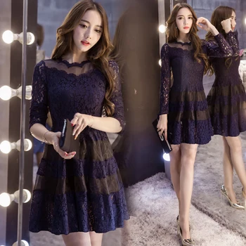 Rudens Žiemos Naujų Senovinių Nėrinių Violetinė Seksuali Mini Suknelės 2021 Korėjos Moterys Bodycon Tinklelio Suknelė Šalis Ilgomis Rankovėmis Kilimo Ir Tūpimo Tako Vestidos