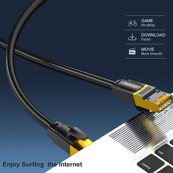 SAMZHE Cat8 SFTP Ethernet Kabelis Pleistras Katė 8 UTP Lan Kabelį 10Gbps, 25Gbps, 40Gbps, skirta RJ45 Kompiuterių,Tinklų