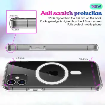 Skaidraus Akrilo Magsafe Telefono dėklas skirtas Iphone 12 Pro Max 12 Mini Pro Paramos Belaidžio Įkrovimo Lašas apsauginis dangtis