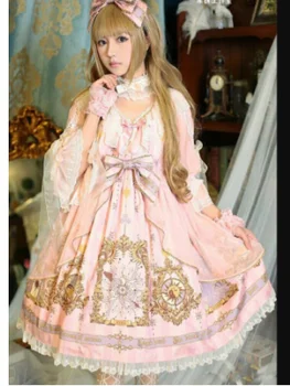 Skristi rankovėmis aukštos juosmens viktorijos suknelė kawaii girl gothic lolita op cosplay luolita suknelė su 5 spalvų nemokamas pristatymas naują stilių