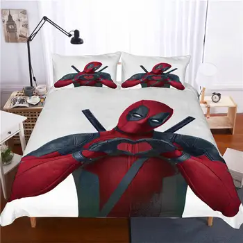 Stebuklas Deadpool herojus 3D patalynės komplektas Vieną Twin Karalienė šalikas patalyne, antklode padengti Užvalkalai Suaugusiems Vaikams Dovanų miegamasis