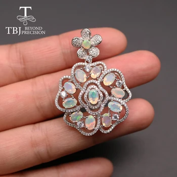 TBJ ,Aukščiausios kokybės Opal pakabukas ovalo 4*6 mm 6ct Prabangių Gėlių formos nekilnojamojo brangakmenio bauda papuošalai 925 sterlingas sidabro moterys šalis