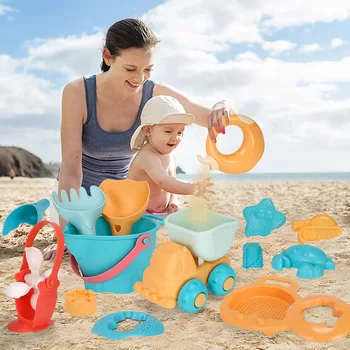 Vasaros Minkšti Plastikiniai Kūdikių Paplūdimio Žaislai Vaikams Akių Maišą Vonios Žaidimų Rinkinys Beach Party Krepšelį Kibirą Smėlio Formų Įrankį Vandens Žaidimas Žaislai, Dovanos