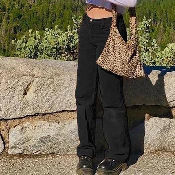 Weekeep Velvetas Punk Poilsiu Moterų Krovinių Kelnės Mados Streetwear Dugnas Žemas Juosmens Merginos Gotikos Tiesios Kelnės Rudenį 2020 M.
