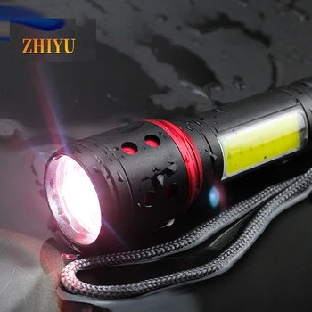 ZHIYU Nešiojamas Mini LED Žibintuvėlis su COB Šoninis apšvietimas 3 Apšvietimo Režimus XPE Lemputė Karoliukai Apšvietimo 150 Metrų įmontuota Baterija