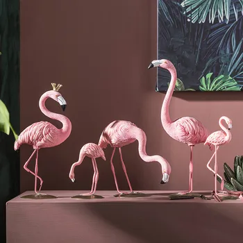 Šiaurės kūrybos dervos modeliavimas gyvūnų pink flamingo amatų, apdailos modernių namų darbastalio apdaila miniatiūrinės statulėlės