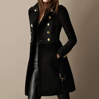 Žiemos Moteris Šiltas Kailis-line Mados Paprasta Europos Office Lady Atvartas Elegantiškas Sutirštės Slim Outwear Vilnoniai Paltai Negabaritinių