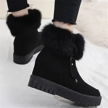 Žiemą Lauke šilta kailio sniego Batai moterims 2020 naujų non-slip sutirštės Pliušinis bateliai moterims Retro užtrauktukas atsitiktinis batų platformos