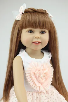 18 Colių 45CM Pilnas silikono Mergina Lėlės Amerikos Princesė Kūdikių Lėlės šypsosi mergina lopšelio Ieškote Vaikams Dovanų Žaisti žaislų Namai
