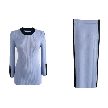2 gabalus nustatyti naują atvykimo mados rudens temperamentas patogus, kietas marškinėliai atsitiktinis plonas sijonas laukinių elastingumą trikotažo moterims rinkiniai