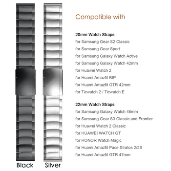 20mm 22mm Metalo, Nerūdijančio Plieno Dirželis Samsung Žiūrėti Aktyvi Įrankių S3 S2 Klasikinių juostų huami Amazfit VTR Pvp huawei GT Grupė